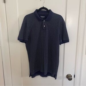 Express Men's Navy Polo Polka Dot Shirt